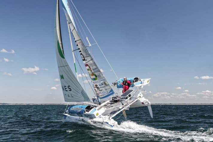 Yvan Bourgnon lors de son passage au nord-ouest en 2017