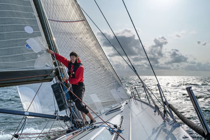 Jonas Schreiber took part in the Fastnet race on "Germania VI" in the summer and is competing for the Commodore Cup today