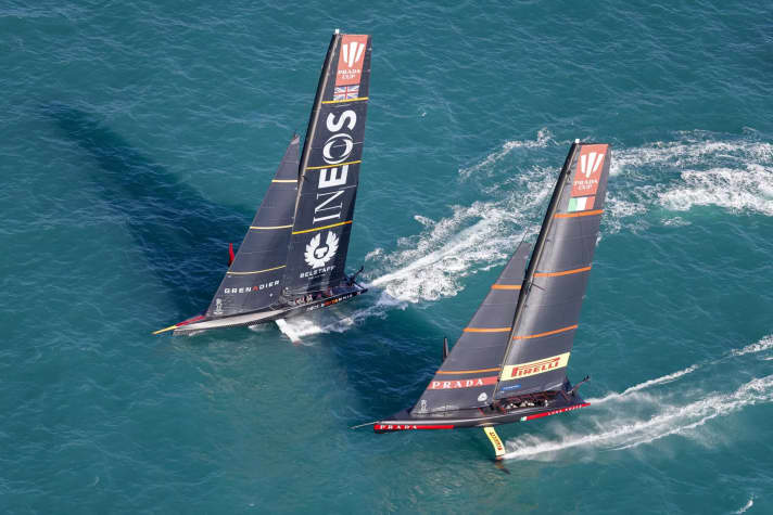   Luna Rossa Prada Pirelli and INEOS Britannia at last year's Prada Cup
