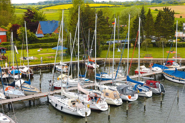 Marina of the Wassersportgemeinschaft Arnis/Grödersby e.V. on the Schlei.