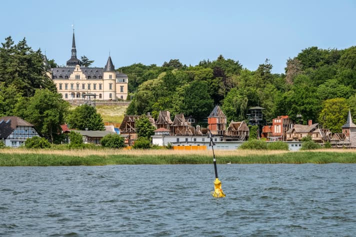 Ralswiek Castle and festival stage near the harbour