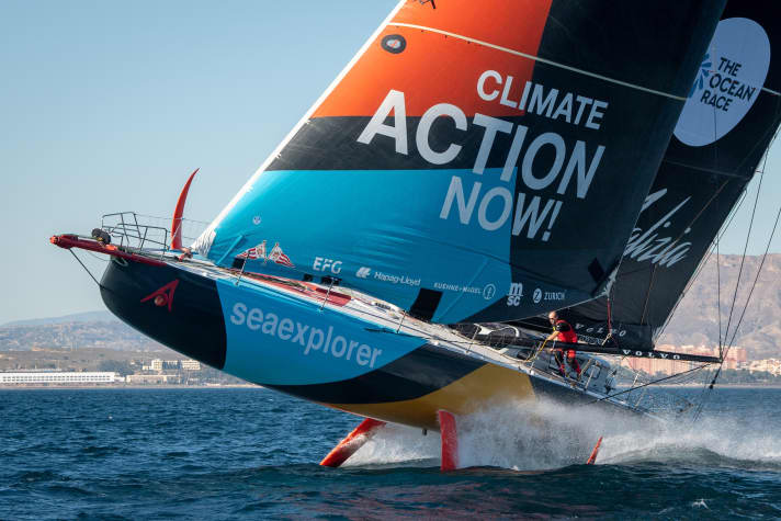 La "Malizia - Seaexplorer" de Boris Herrmann participe à l'Ocean Race avec des foils frères de ceux qui équipent la "Initiatives-Cœur" de Sam Davies.