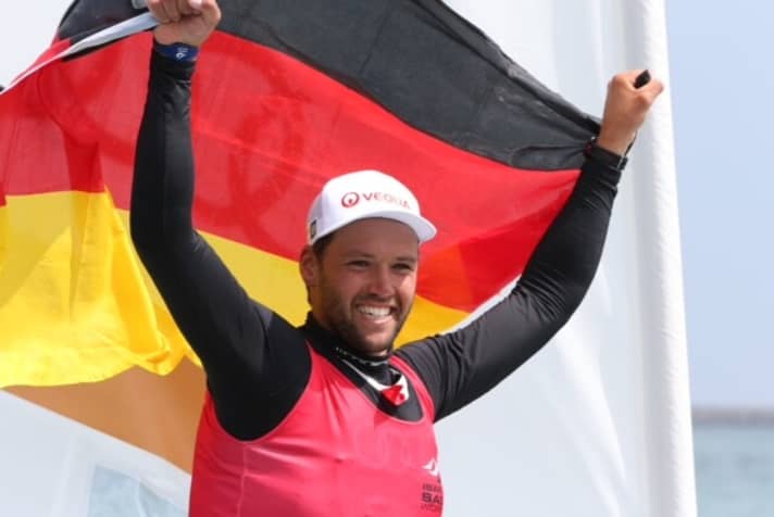   His fans' favourite way to see him: Philipp Buhl celebrates World Cup gold before Weymouth