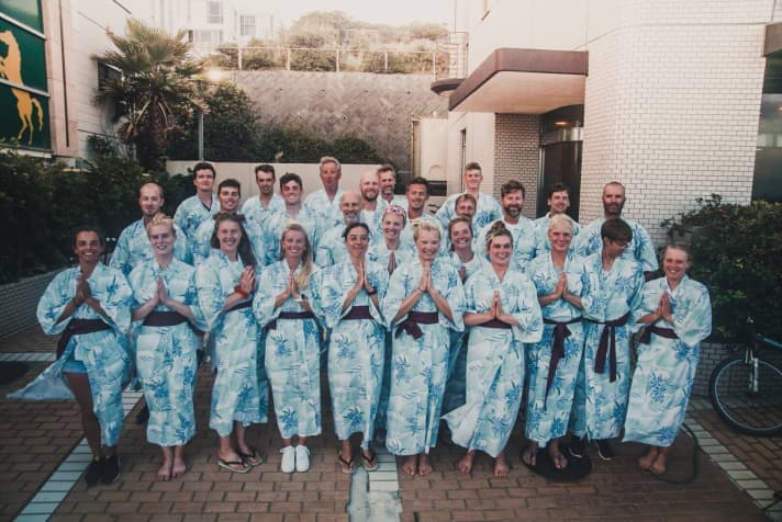   The German Sailing Team at the "Japanese" photo shoot in kimonos