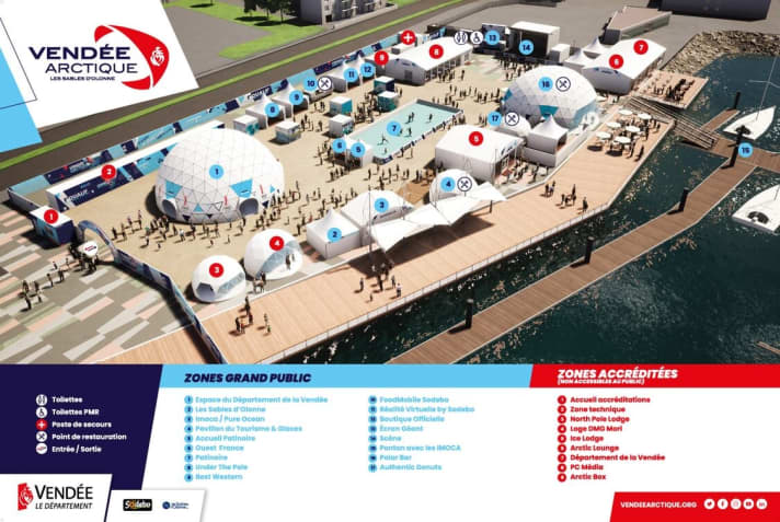   Das virtuell dargestellte Regattadorf in Les Sables d'Olonne: Hier sollen rund ums Rennen endlich auch wieder die Fans Spaß haben
