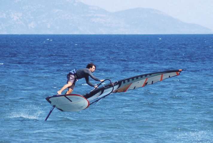 Schinias is the home turf of PWA slalom and foil youngster John Soukas.