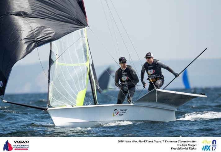   Am Freitag beste 49er-Crew auf dem britischen EM-Kurs: Erik Heil und Thomas Plößel