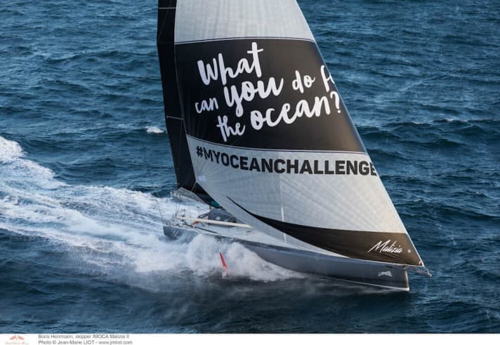   Herrmanns Imoca-Yacht "Malizia 2 – Yacht Club de Monaco" im Training