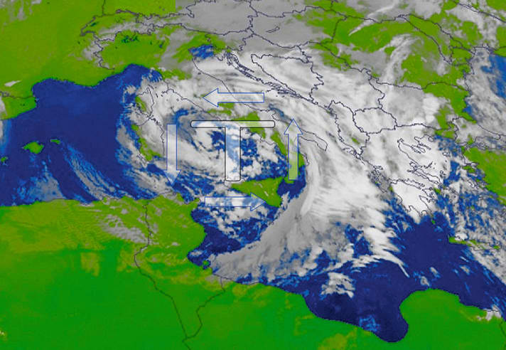 Satellitenfoto bei Tramontana an der ligurischen Küste