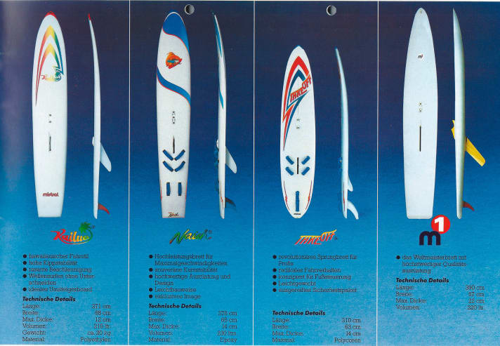 The Take Off was less successful, but the M1 displacer (far right in the brochure) won numerous titles in the Open Class.