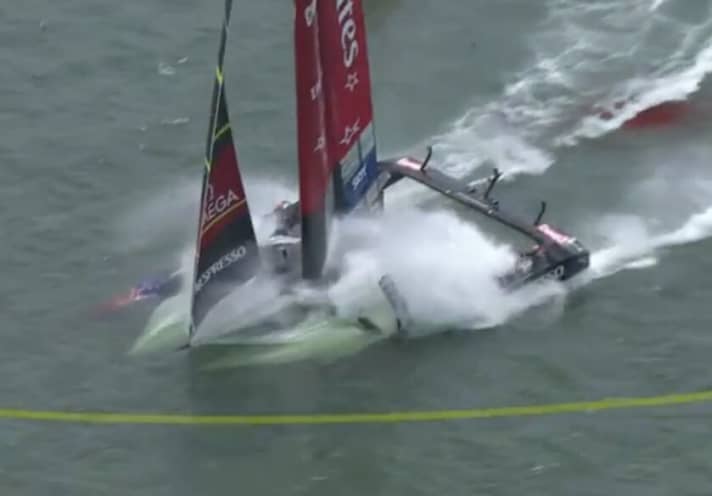   Too much wind or simply the wrong boats for the area: Team New Zealand's "Nosedive" caused a few scary moments on Monday