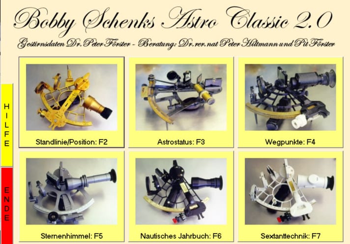   Menu principal d'Astro Classic 2.0