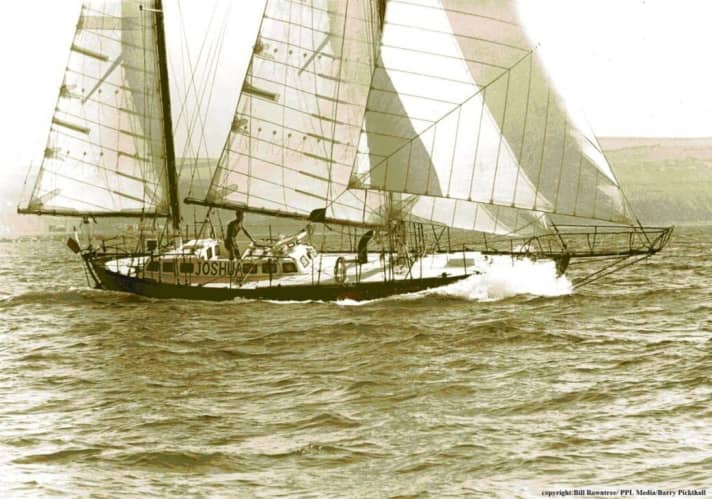   Das Original: Bernard Moitessier mit seiner "Joshua" beim Start zum Golden Globe Race 1968