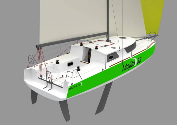 Mojito 32 : longueur de la coque 9,80 m, largeur 3,45 m, poids 3,7 t, à partir de 190 995 euros