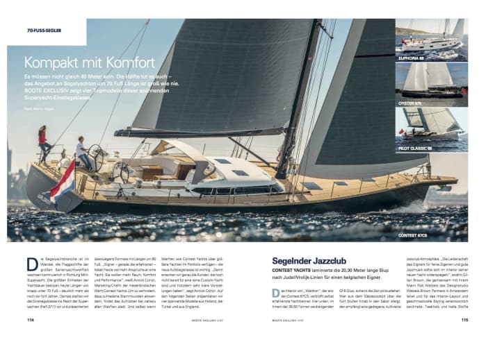 Artikel über die Contest 67 in BOOTE EXCLUSIV 1/17. | 7.