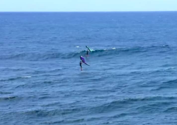 Whoever picks up the wave further out is allowed to ride it afterwards