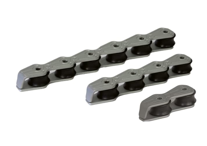 Slide bearing and rigid. The organisers from Rutgerson have 40 mm discs. The housings are made of aluminium and can be stacked. Prices: from 89 euros