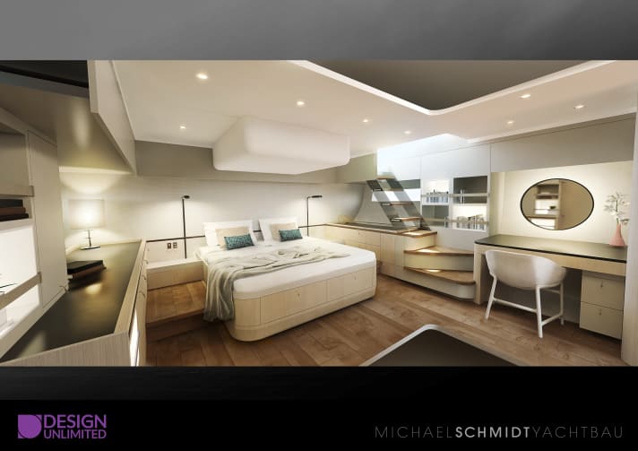   Pure cosy living comfort, even in inhospitable areas. The owner's cabin on the Explorer 74