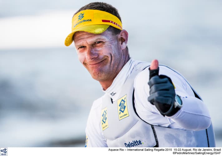   The most successful Laser helmsman in sailing history: Robert Scheidt was completely in his element at the start of the test regatta