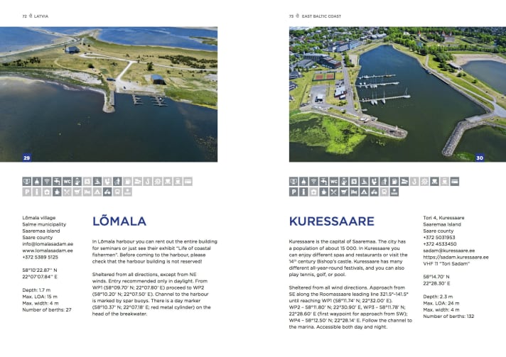   In Estonian waters the chart sections are missing, but the harbour descriptions are a little more detailed