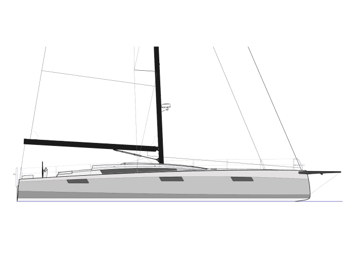   Long J: Weight further aft and larger headsails