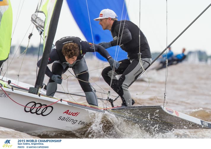   Kämpften bis zuletzt und bescherten der deutschen Segelnationalmannschaft den ersehnten olympischen Startplatz für Rio 2016: Erik Heil und Thomas Plößel