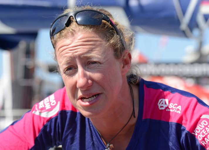   Annie Lush gives interviews at the end of the sixth stage