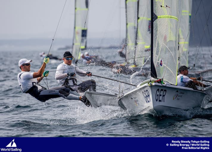   Sempre più vicini alle medaglie nel 49er verso la fine della prova generale: Justus Schmidt e Max Boehme del Kieler Yacht-Club