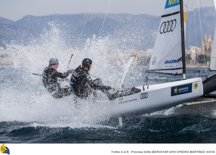   Andando alla finale a eliminazione al largo di Hyères con una minima possibilità di Rio: Jan Hauke Erichsen e Lea Spitzmann da Felnsburg nel Nacra 17