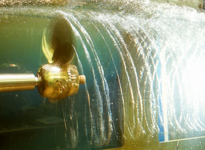   Cavitation can be clearly visualised in the test tank.