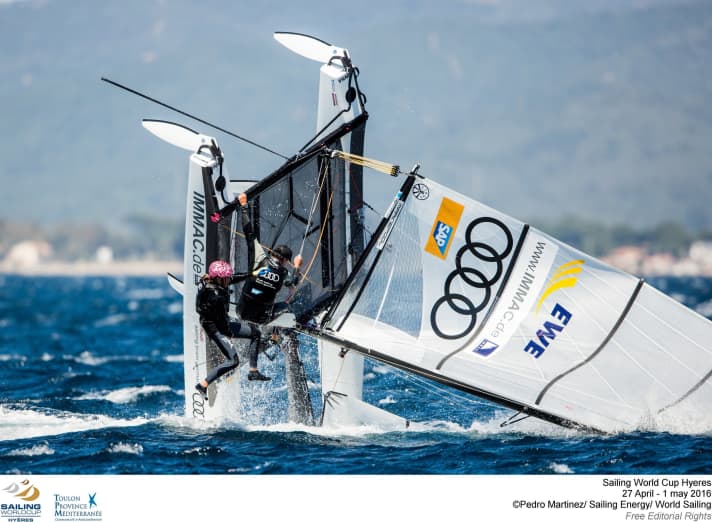   Beim Weltcup vor Hyères mussten Kohlhoff/Werner eine Kenterung wegstecken und konnten die Qualifikationshürde in der Folge nicht mehr nehmen