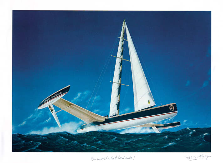Mitte der 1980er Jahre wurde der damals größte Trimaran der Welt auf den Namen „Charles Heidsieck IV“ getauft