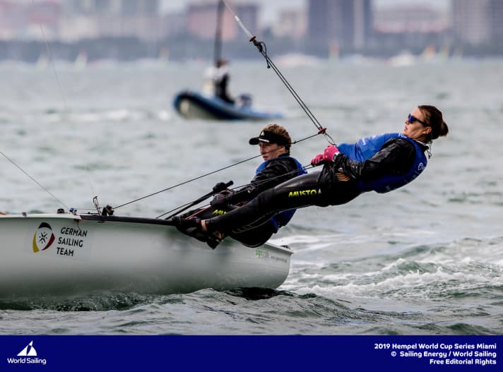  Still on the podium after four races: Fabienne Oster and Anastasiya Winkel from the Norddeutscher Regatta Verein
