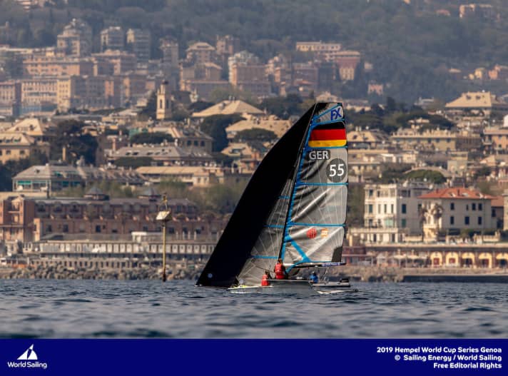   Beautiful scenery, but often little wind: a picture from last year's World Cup regatta off Genoa. The series has been cancelled for this year