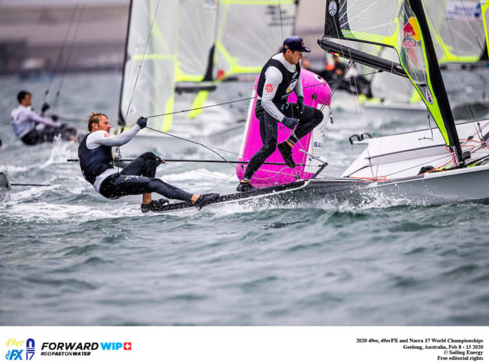   Sailing to third place overall on the World Championship podium with their commanding victory in the medal race: Erik Heil and Thomas Plößel