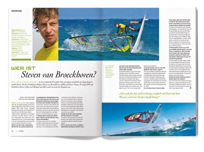 2009 betrat Steven die Freestyle-Bühne mit einem Paukenschlag. Das surf Magazin stellte ihn seinen Lesern kurz vor seinem ersten Europameistertitel vor.
