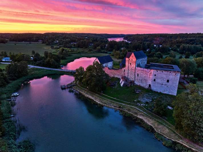 Kastelholm is a medieval castle in Sund, on the Finnish archipelago of Åland. The castle was built on a small island surrounded by a moat filled with piles. Kastelholm is very important for the history of Åland and is a tourist attraction today