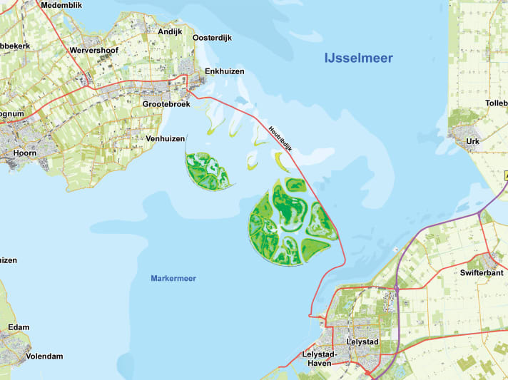   L'emplacement prévu des îles sur la carte