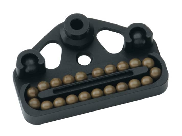   Les chemins de roulement du chariot Crossbow sont légèrement bombés et adaptés au rayon du rail, les billes ne tombent pas