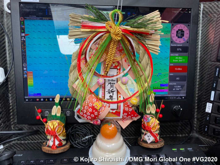   Piccoli festeggiamenti per il nuovo anno a bordo del "DMG Mori Global One" di Kojiro Shiraishi