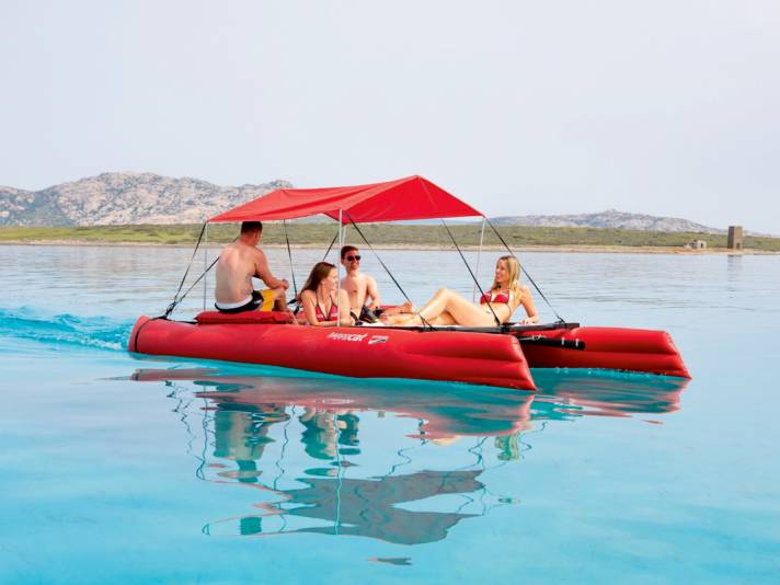 Two hulls with bimini.