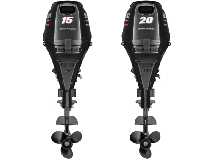 The new 15 hp Suzuki has become more compact and more lively than its predecessor. The 20 hp DF20A is a brand new addition to the Japanese range. | A.