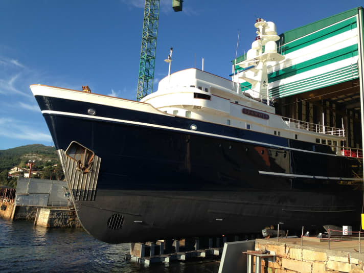 „Seawolf“ im Atollvic-Dock: Die Spanier beendeten das Refit des Charter-Explorers. | s.