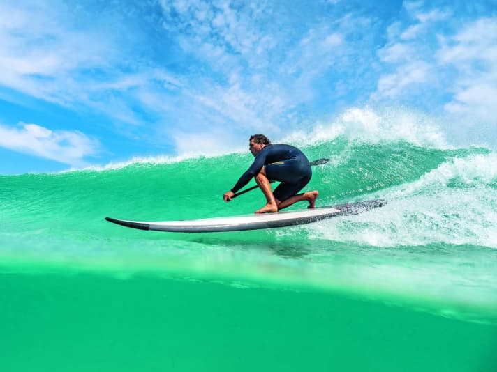 Einige ebenfalls gut geeignete Wave-SUP-Boards – wie hier das JP-Australia Fusion – finden sich bei den Herstellern manchmal etwas versteckt unter den Allroundboards einsortiert.