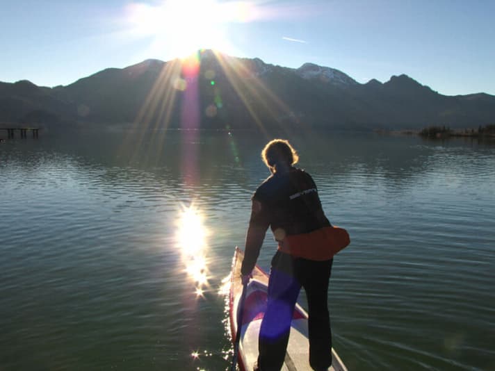 Island crossing at Staffelsee in southern Germany