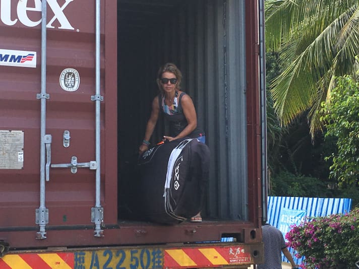 Boards for the World Cup travelled around the world in containers.