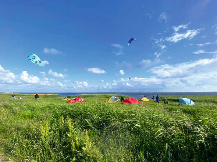 If you can get along with kiters, you will find great flat water conditions in Kloster, but also sea grass.