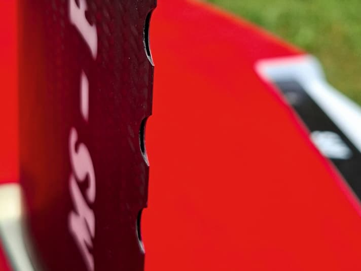 There are finely crafted outlet openings along the leading edge