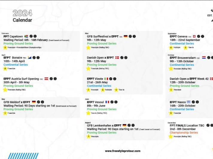 Tourkalender der FPT für das Jahr 2024