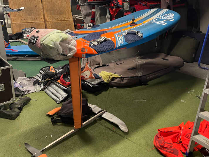 The luggage was transported on a special carrier at the tail